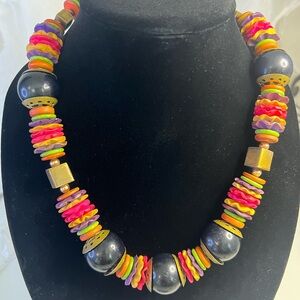 Chunky wooden colorful necklace